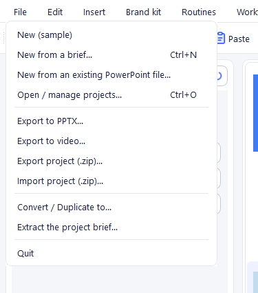 File menu